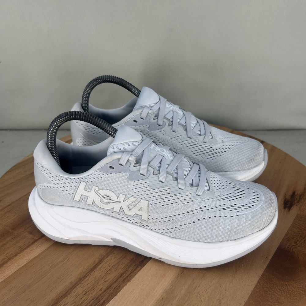 Hoka Rincon 4 Silver Sky White Running Shoes Womens 7B Cushioned Comfort